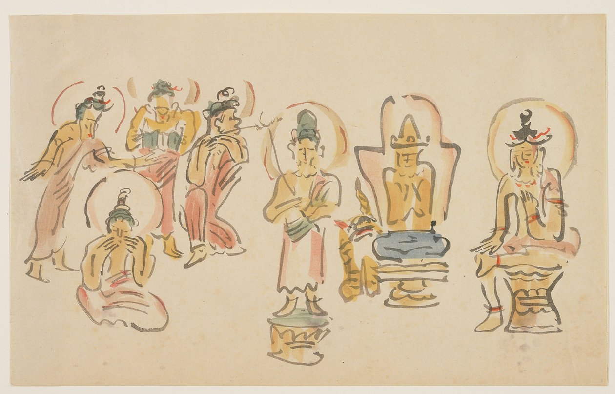 （浅草观音寺漫画A），c。 1900 作者 淡岛千叶