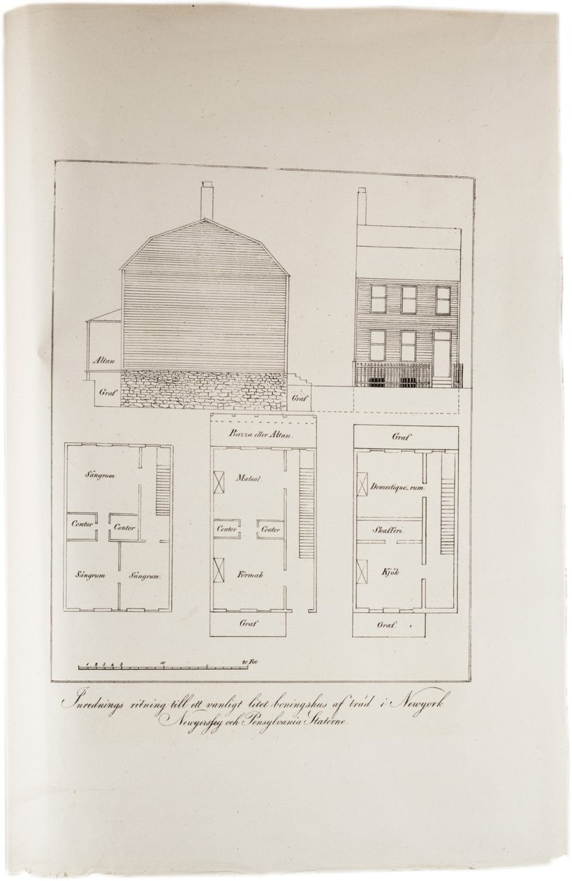 设计一个典型的纽约住宅，来自美国地图集，1824年 作者 阿克塞尔·莱昂哈德（Axel LeonhardKlinckowström）
