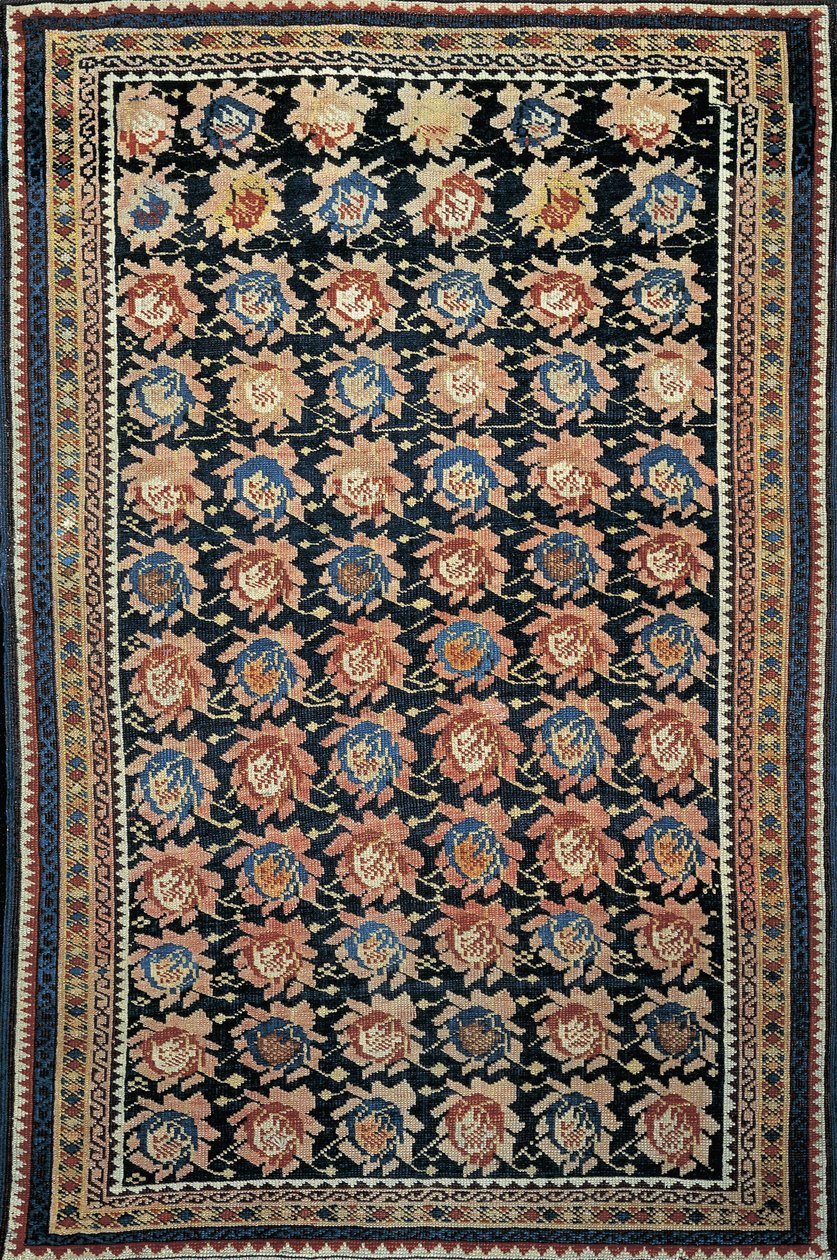 阿塞拜疆Rosette Karabagh地毯特写 作者 阿塞拜疆学校