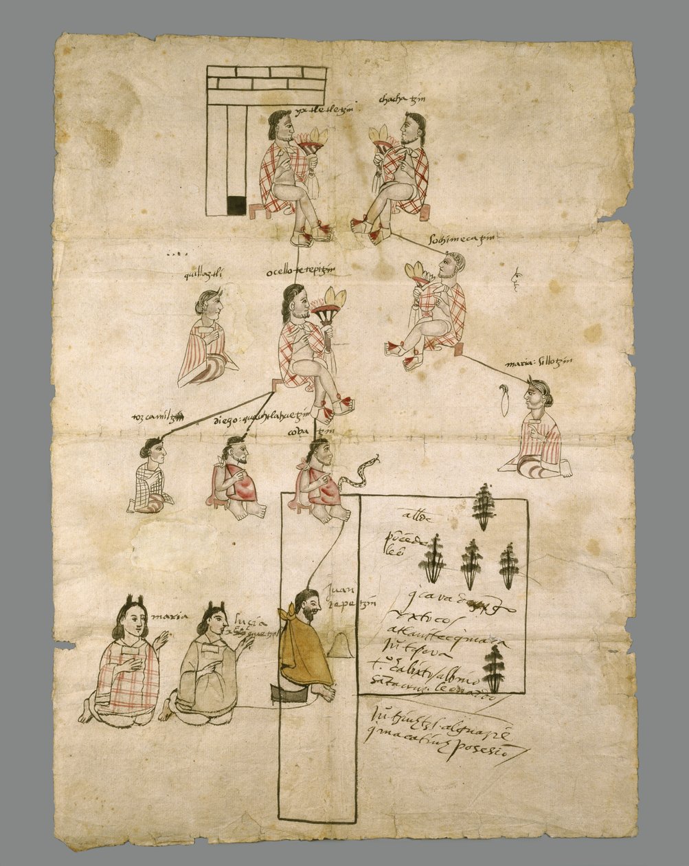 Aztec Land Record的页面，c.1575（纸上墨水） 作者 阿兹台克人