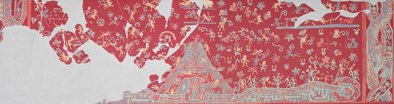 雨神的天堂，Tlalocan的壁画（壁画） 作者 阿兹台克人