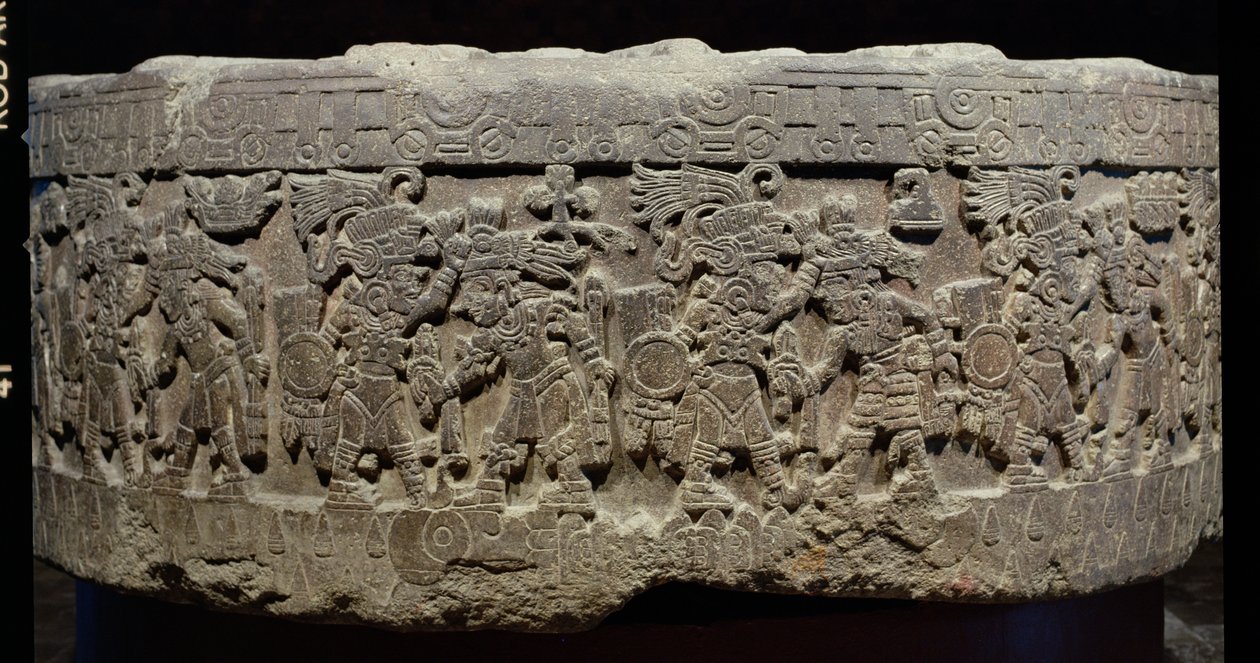 Tizoc之石（c.1481-86）或Temalacatl，1325-1521 作者 阿兹台克人