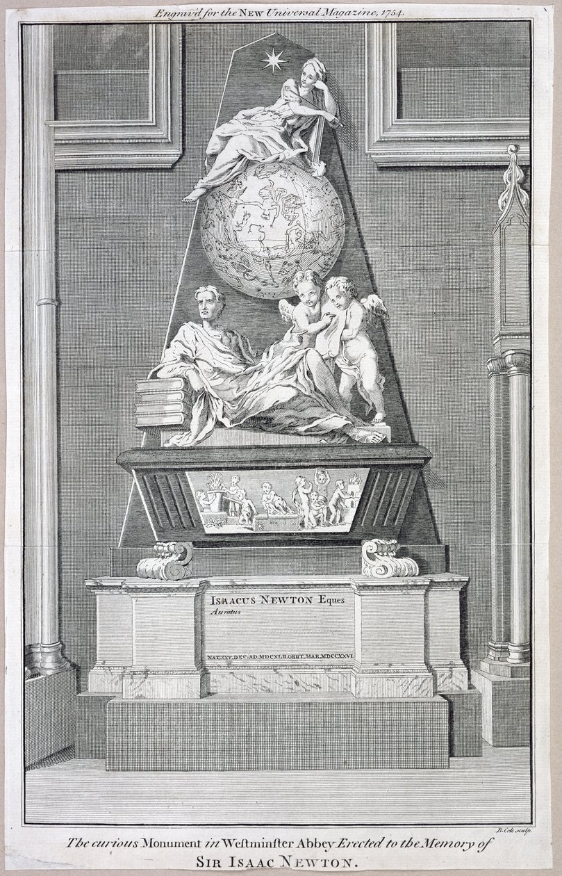 威斯敏斯特大教堂的好奇纪念碑竖立在1754年艾萨克·牛顿爵士的记忆中 作者 科尔