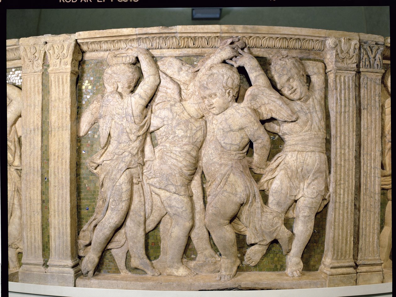 Post-restoration panel No.IV from the exterior pulpit of Prato Cathedral 作者 B. di Donatello 和 Michelozzo