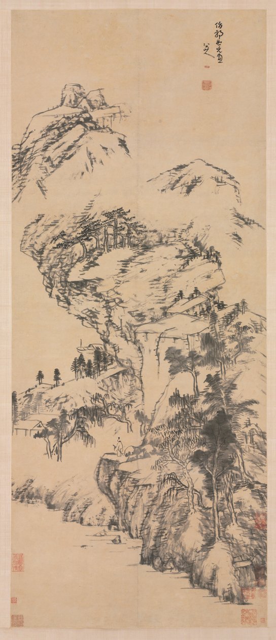Landscape after Guo Zhongshu, mid 1600s-1705.  作者 八大山人