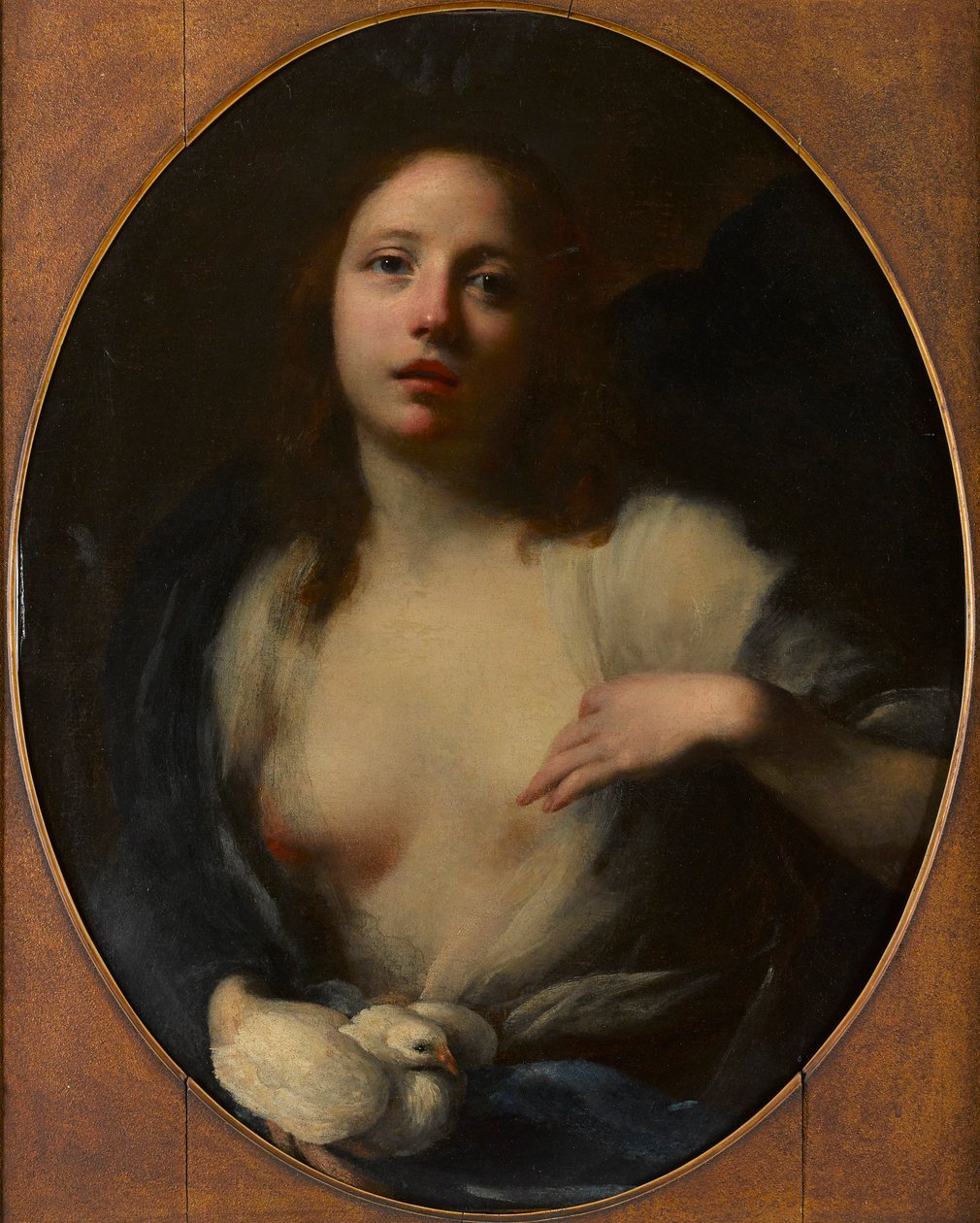 少女与白鸽油画（布面油画） 作者 巴尔达萨雷 (1611 89) 弗朗西斯基尼