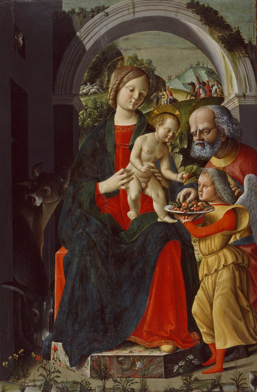 带有天使的神圣家族，c.1485 作者 Baldassare di Matteo Carrari