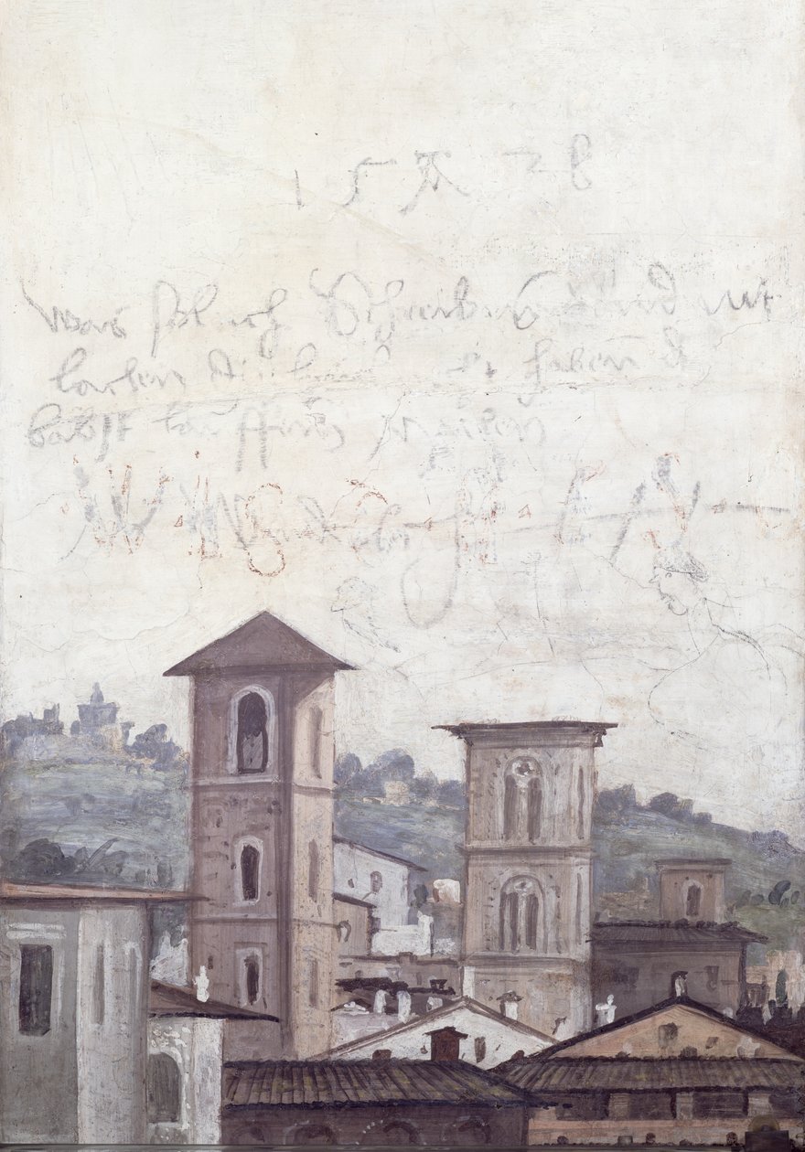 &39;Sala delle Prospettive&39;（透视大厅）细节描绘了罗马的景色，1518-19 作者 巴尔达萨尔佩鲁齐