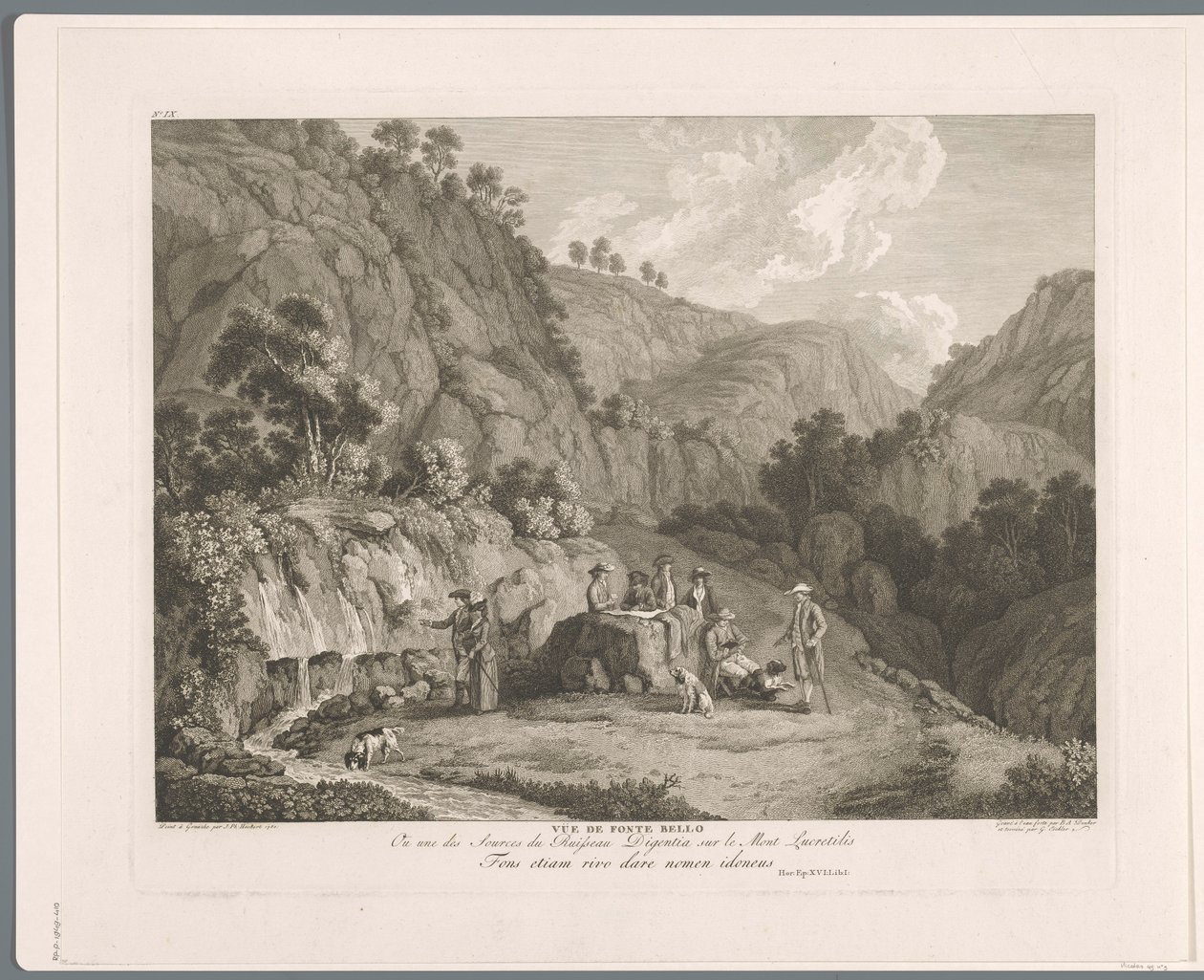 Monti Lucretili 的源视图 Vüe ​​de fonte bello（对象上的标题） Suite de VI vues des Environs de Rome (...)（系列标题） 作者 巴尔塔萨·安东·邓克