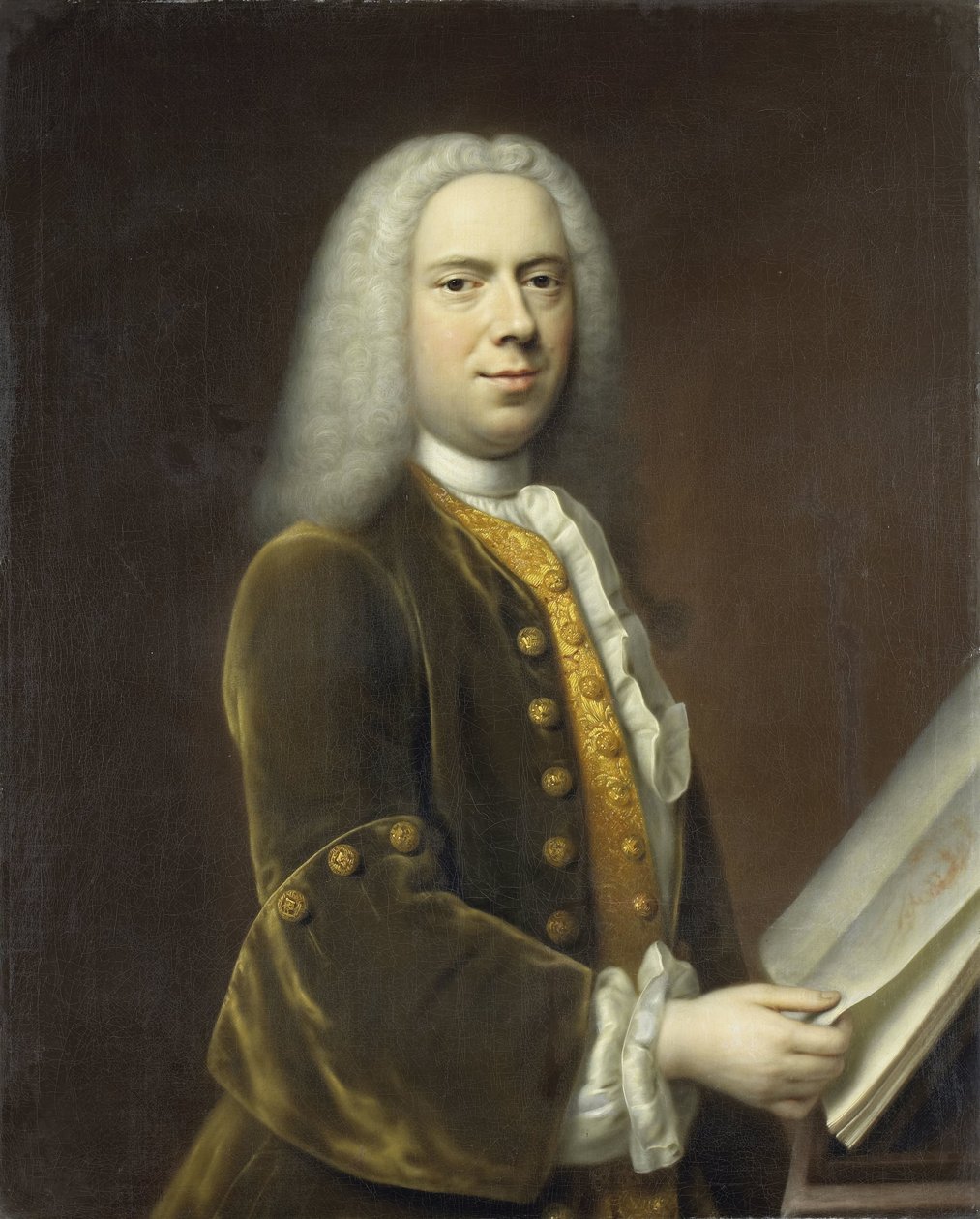 一个男人的肖像，可能是科内利斯·特鲁斯特 (Cornelis Troost) (1696-1750) 作者 巴尔塔萨·丹纳