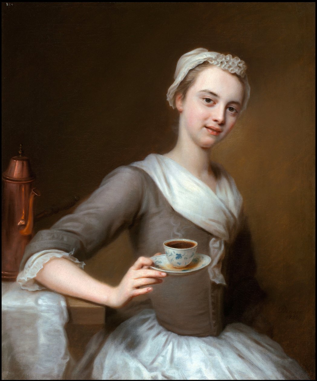 洛可可 : 提供一杯咖啡 par Denner, Balthasar (1685-1749)。 布面油画，76x63,2。 私人收藏 作者 巴尔塔萨·丹纳