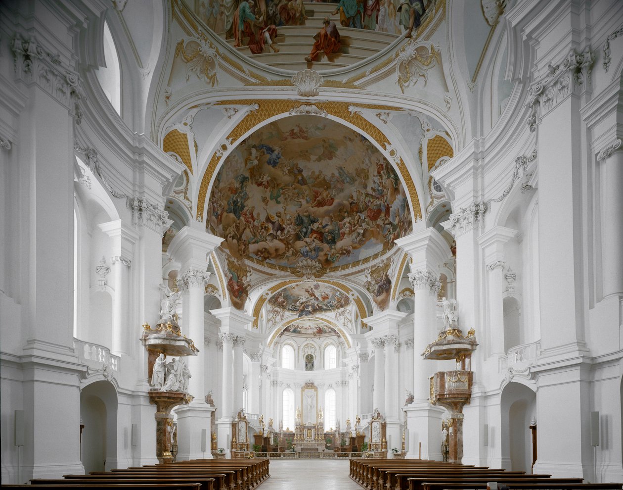 建筑师 Johann Balthasar Neumann（1687-1753）德国内雷斯海姆的修道院教堂内部景观 作者 Balthasar Neumann
