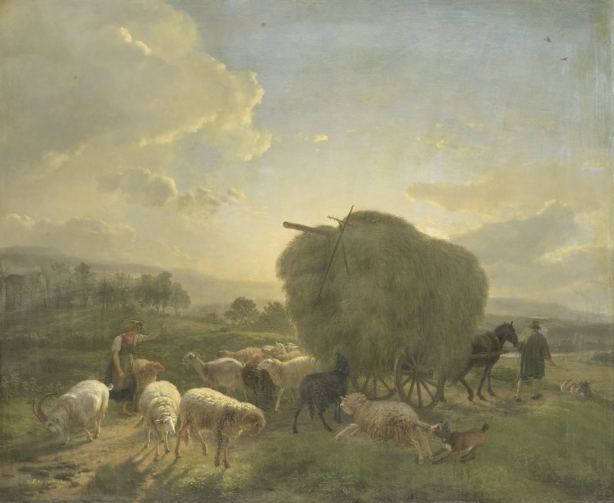 有羊和干草车的风景 作者 巴尔塔萨（Balthasar Paul Ommeganck）