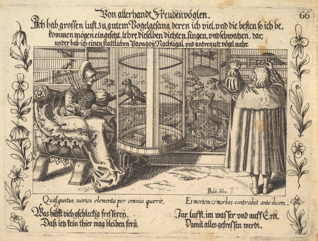 Von allerhandt Freudenvöglen，插图来自Petrarch, Glück und Unglück Spiegel, figur..., 1652. 作者 巴尔塔萨天鹅
