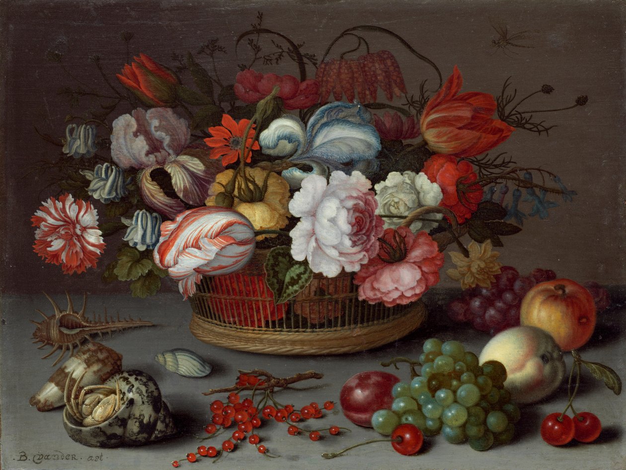 花篮，约1622年。 作者 Balthasar van der Ast