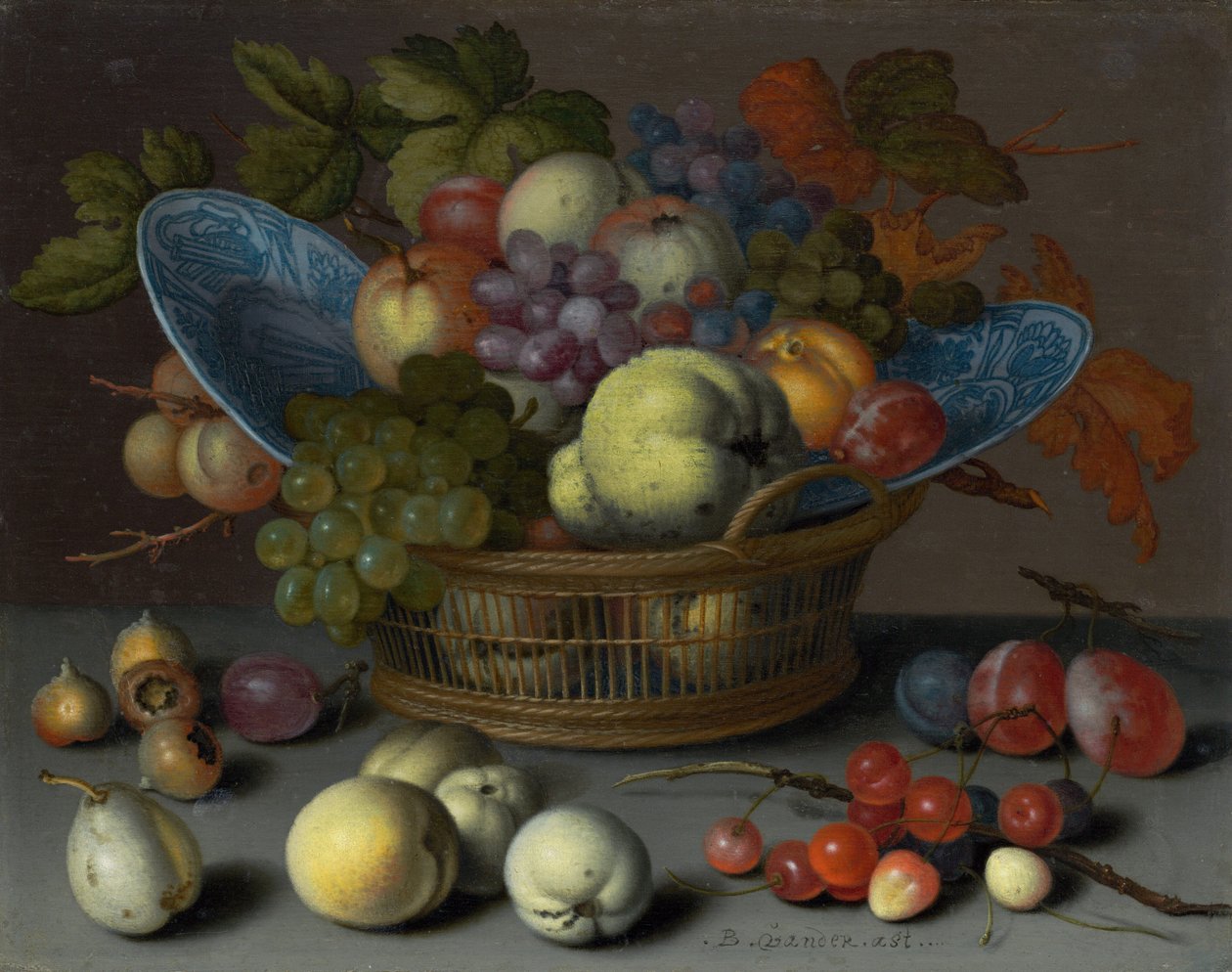 水果篮，约1622年。 作者 Balthasar van der Ast