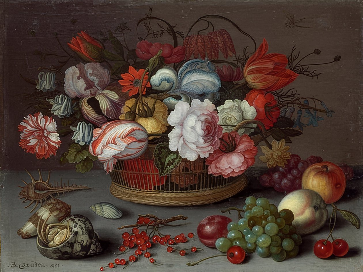花篮。约于1622年 作者 Balthasar van der Ast