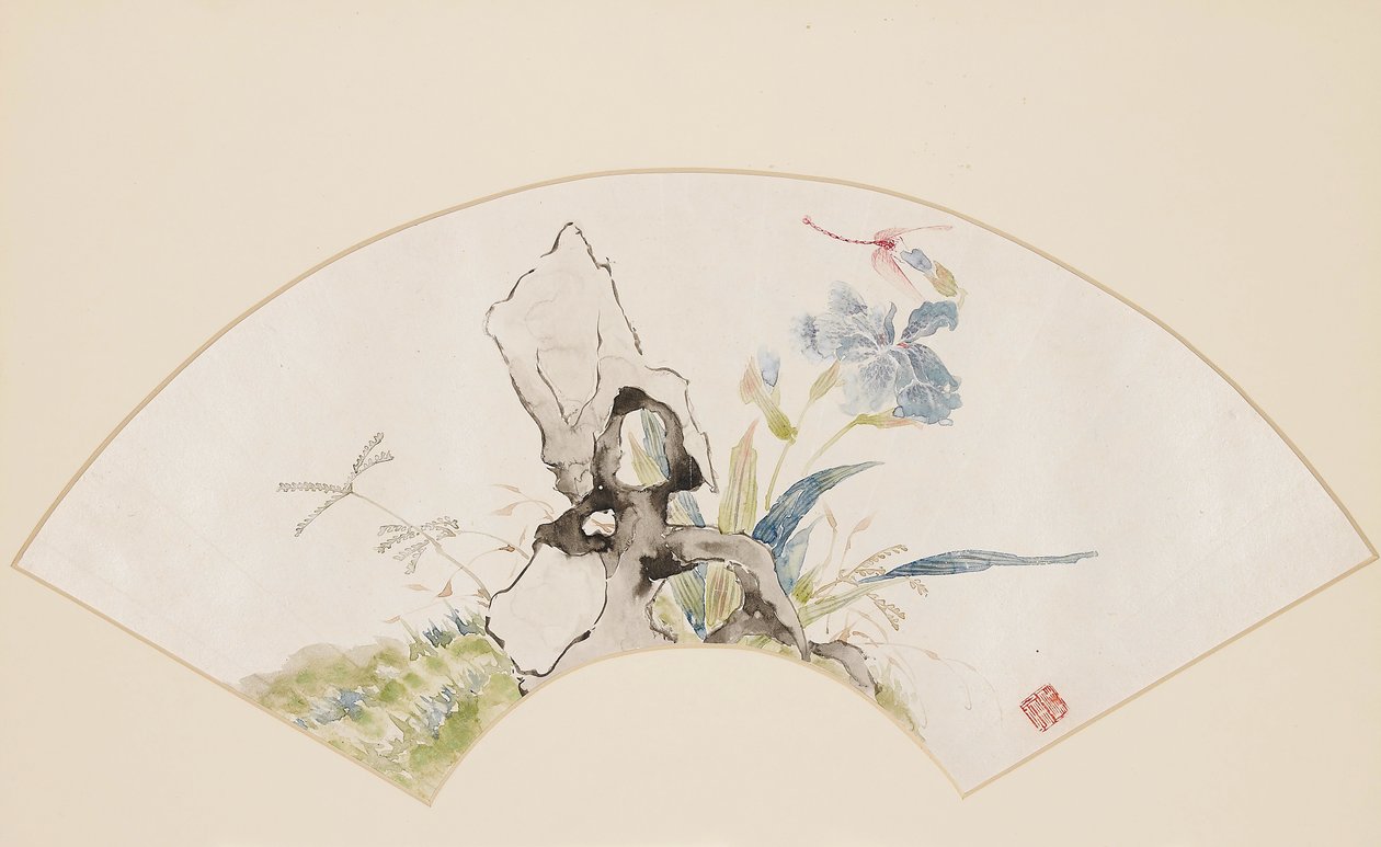 百合、岩石和蜻蜓，19世纪 1801-1900年 作者 刘宝如