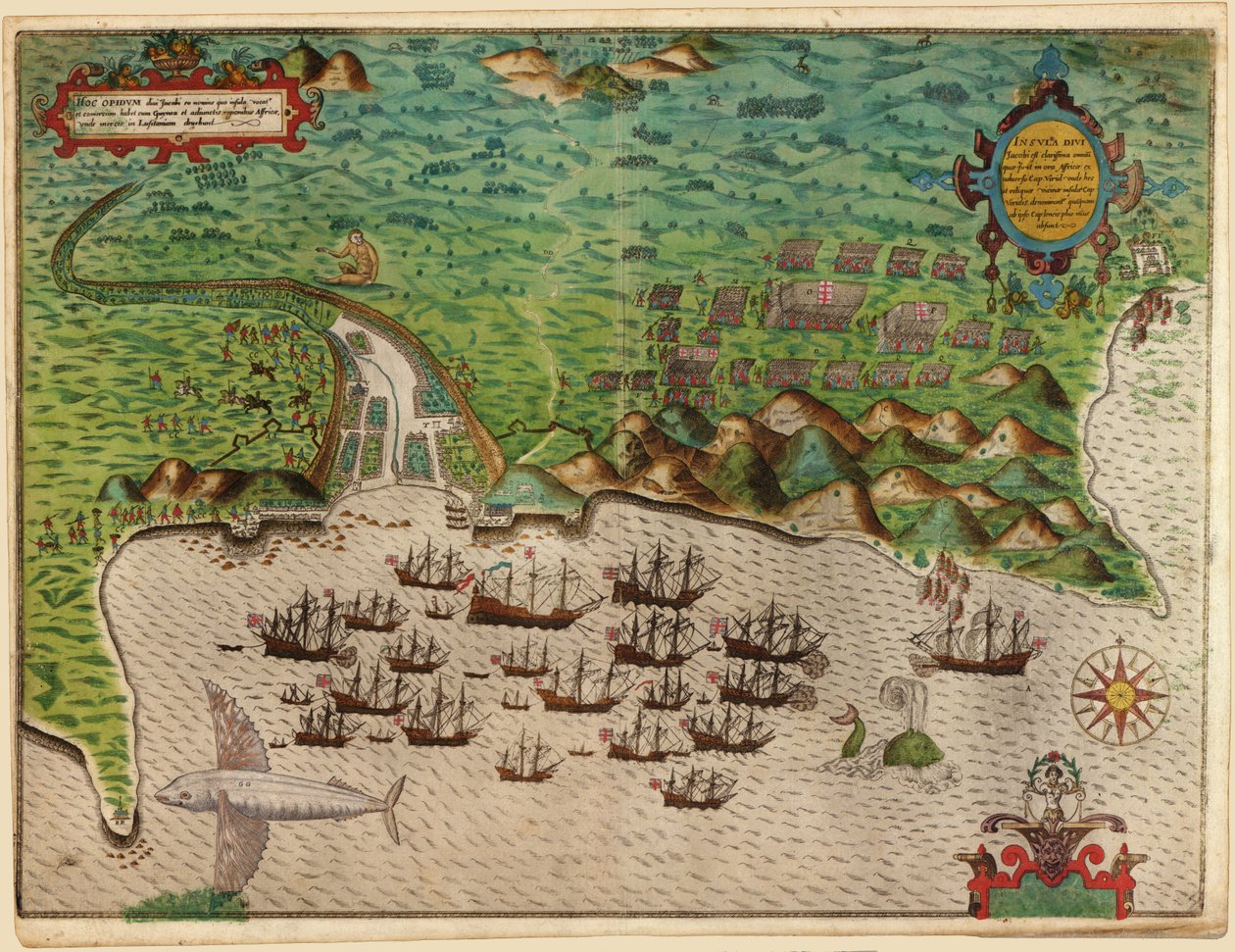 1585年在佛得角占领圣地亚哥 作者 巴蒂斯塔·博阿齐奥（Baptista Boazio）