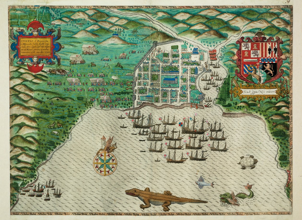 圣多明各地图 作者 巴蒂斯塔·博阿齐奥（Baptista Boazio）