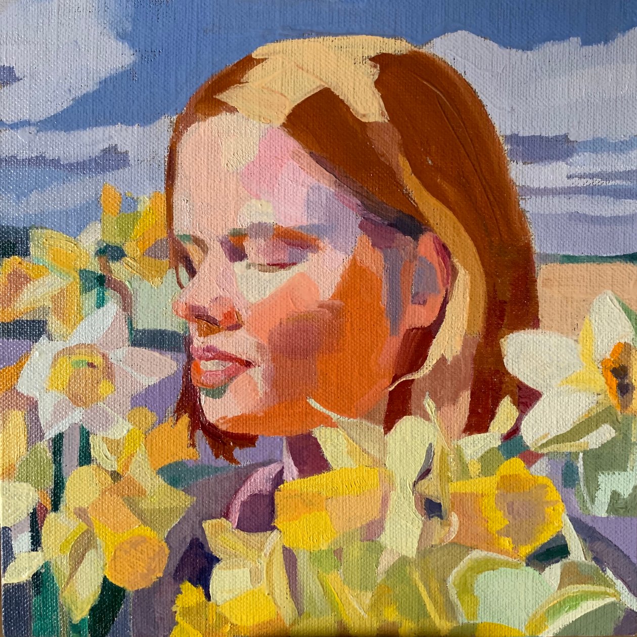 Dreaming of sunflowers, 2020, oil on linen canvas. 作者 芭芭拉·霍格维根（Barbara Hoogeweegen）
