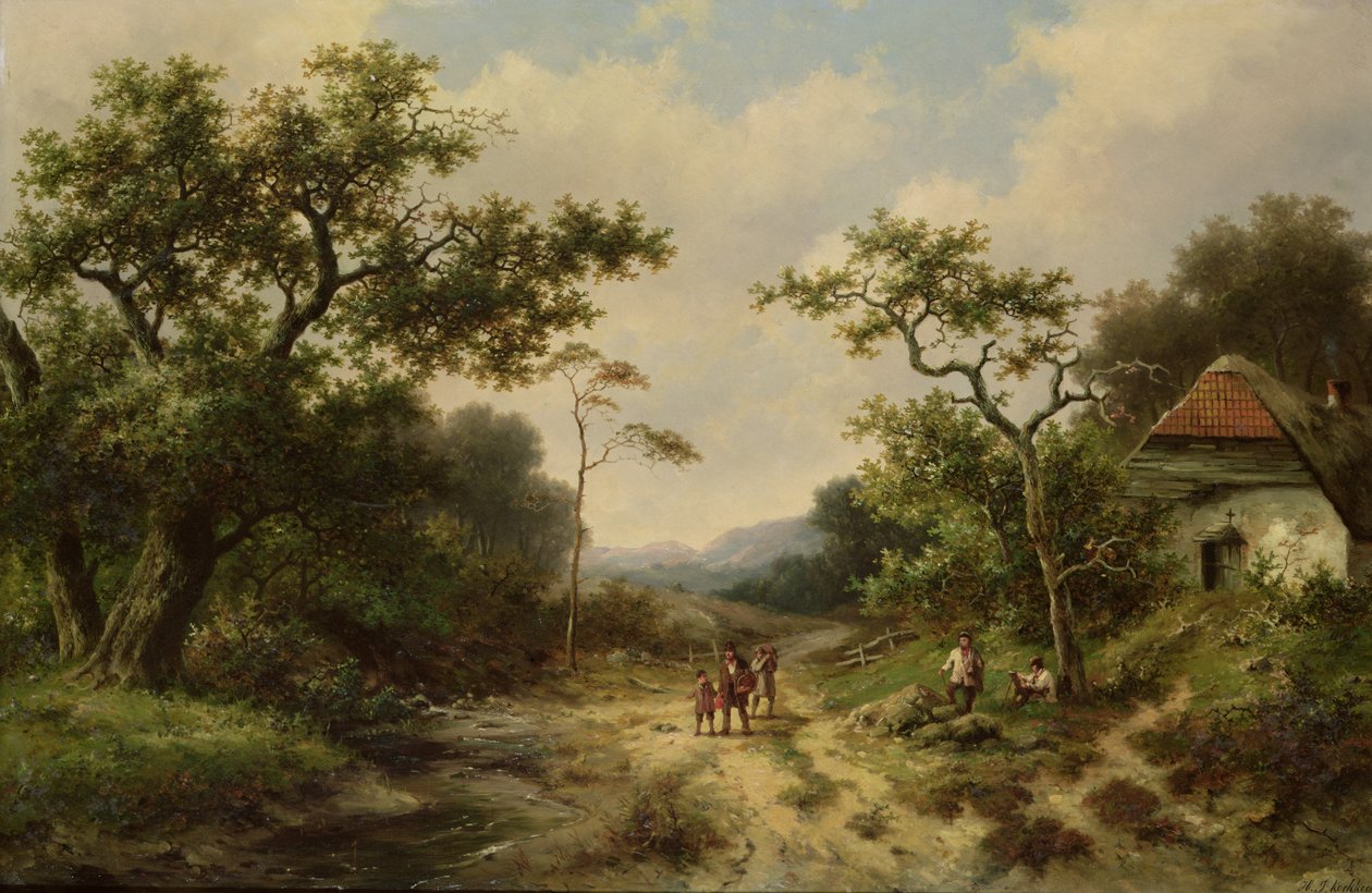 乡村景观，19世纪 作者 巴伦德·科尼利斯·科克科克（Barend Cornelis Koekkoek）