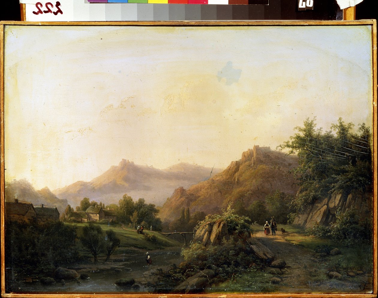 Paysage avec chemin（有路的风景）。Barend Cornelis Koekkoek（1803-1862 年）的绘画作品。蜡染。荷兰艺术。乌克兰塞瓦斯托波尔 M. Kroshitsky 艺术博物馆 作者 巴伦德·科尼利斯·科克科克（Barend Cornelis Koekkoek）