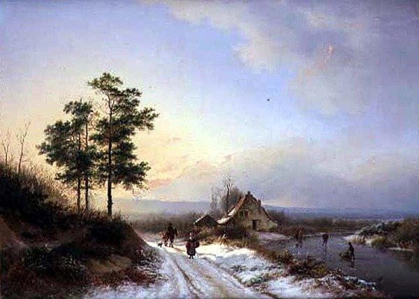 冬季风景（布面油画） 作者 巴伦德·科尼利斯·科克科克（Barend Cornelis Koekkoek）