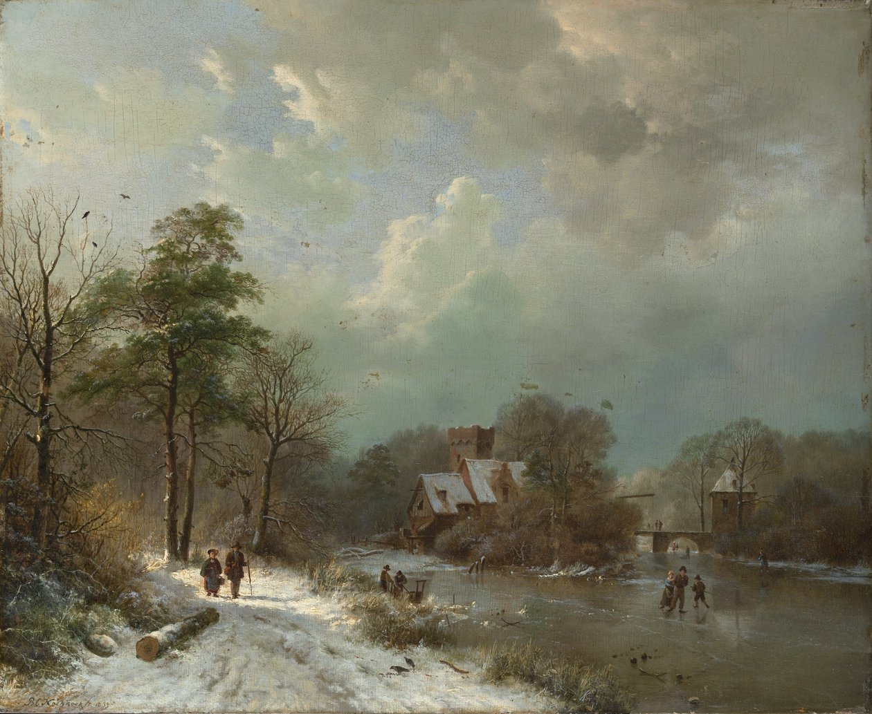 荷兰，冬季风景，1833年。 作者 巴伦德·科尼利斯·科克科克（Barend Cornelis Koekkoek）