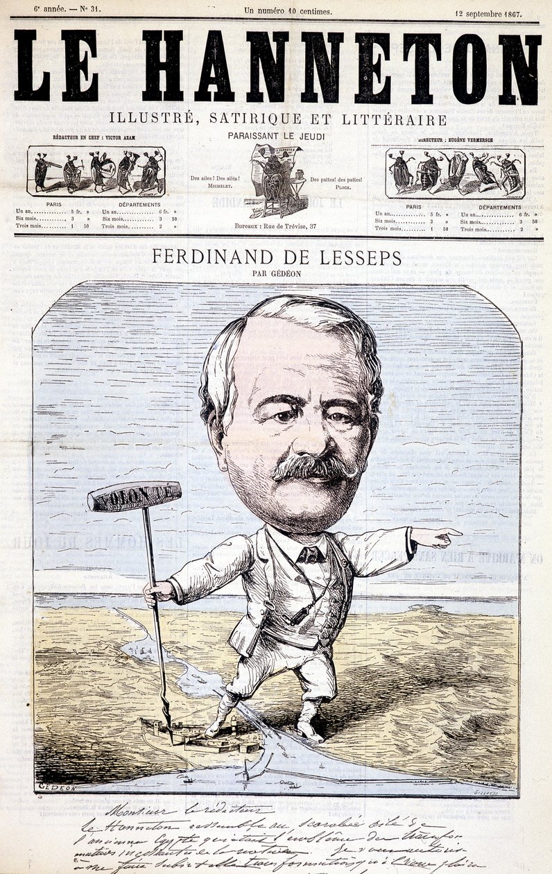 Ferdinand de Lesseps - 作者 Gédéon，于 12/09/1867 的“Le Hanneton” 作者 巴里尔·吉登（Baril Gedeon）