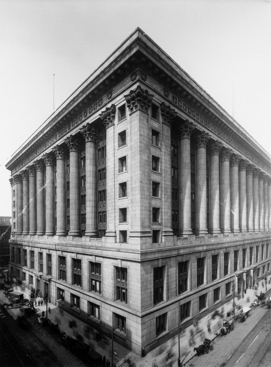 美国伊利诺伊州芝加哥的市政厅和郡政府大楼，约1905年（黑白照片）。 作者 巴恩斯和克罗斯比