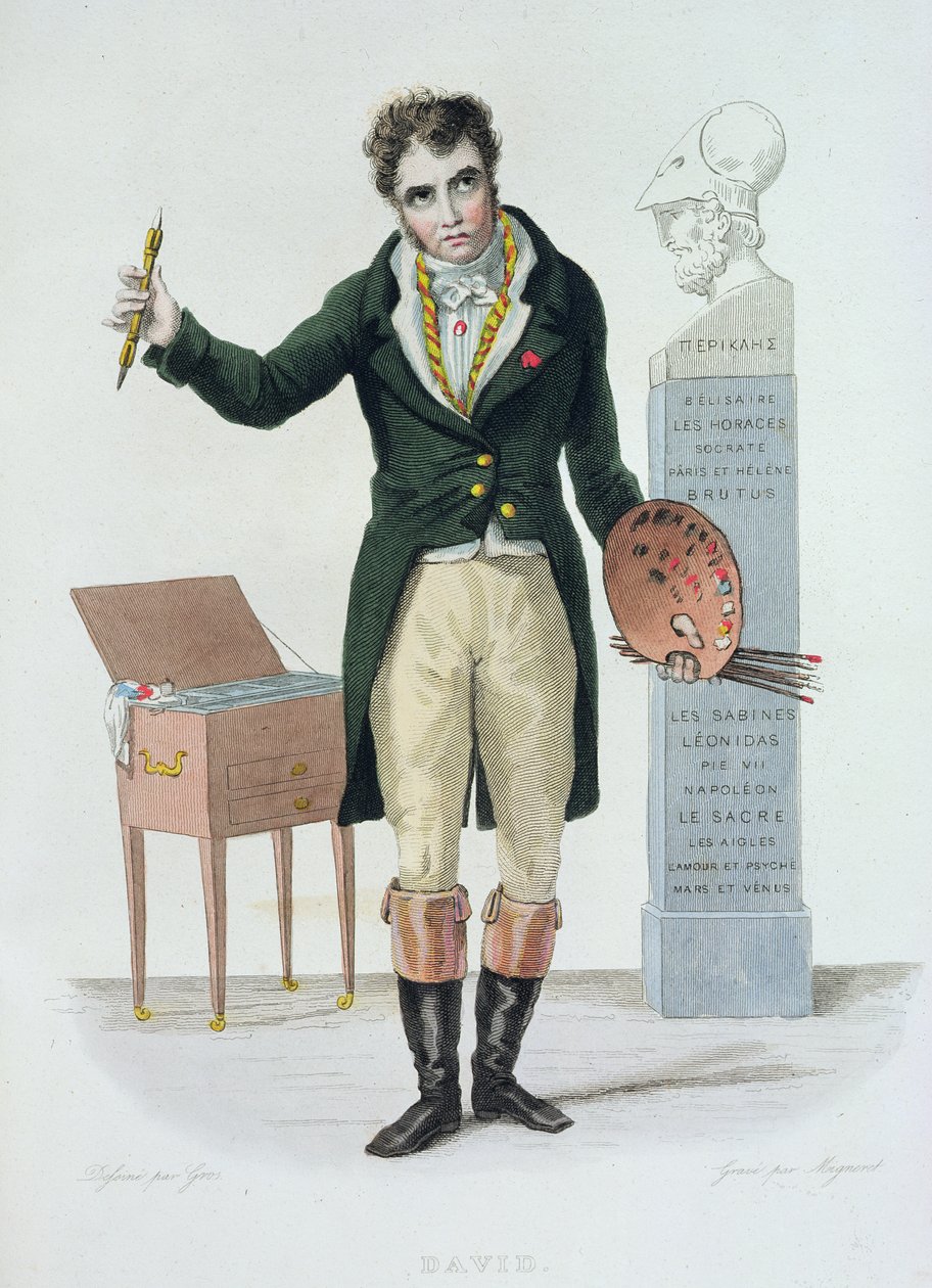 雅克·路易·大卫（Jacques Louis David，1771-1835），插图为“法国普鲁塔克”，由E. Mennechet，1835年（彩色雕刻） 作者 安东尼·让·格罗斯