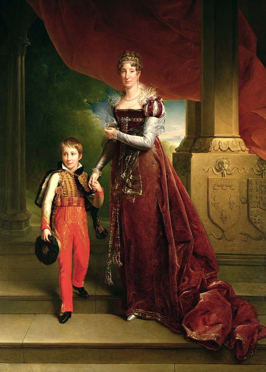 Marie Amelie de Bourbon（1782-1866）奥尔良公爵夫人和她的儿子，费迪南德王子（1810-42）沙特尔公爵 作者 弗朗索瓦·帕斯卡尔·西蒙·杰拉德男爵