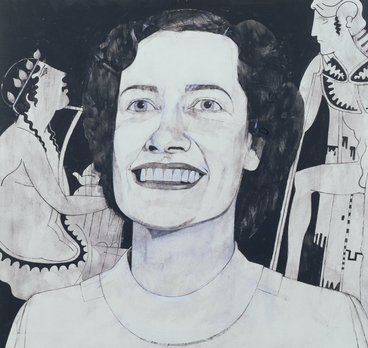 Joan Sutherland的肖像，“星期日泰晤士报”的插图，1970年代（船上的水粉画） 作者 巴里·范托尼