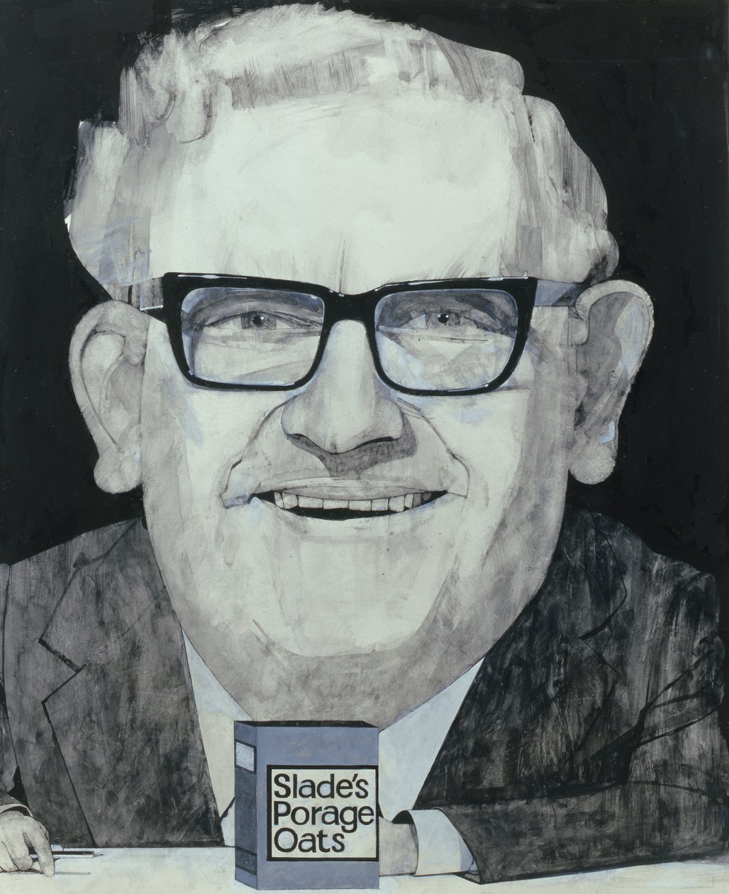 Ronnie Barker的肖像，听众的插图，20世纪70年代（船上的水粉） 作者 巴里·范托尼