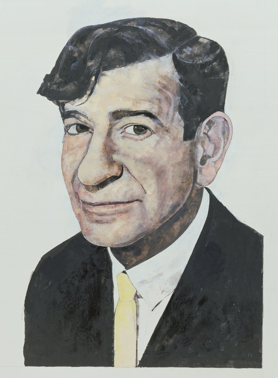 Walter Matthau的肖像，每日镜子颜色补充的插图，1964年（船上的水粉） 作者 巴里·范托尼