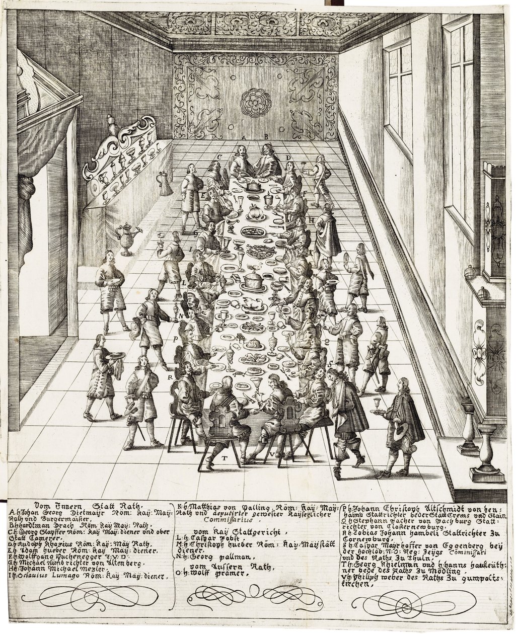 费迪南德四世（1633 -1654）罗马国王，匈牙利国王和波西米亚国王于1651年9月5日在维也纳奉献效忠之际的节日大餐 作者 巴塞洛缪·基利安