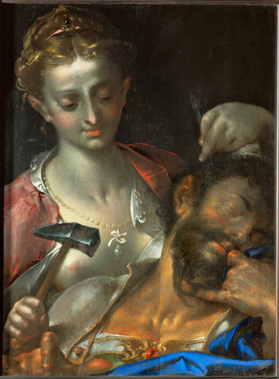 雅伊尔用帐篷钉刺入迦南军队的太阳穴，杀死了他的统帅 作者 Bartholomaeus Spranger