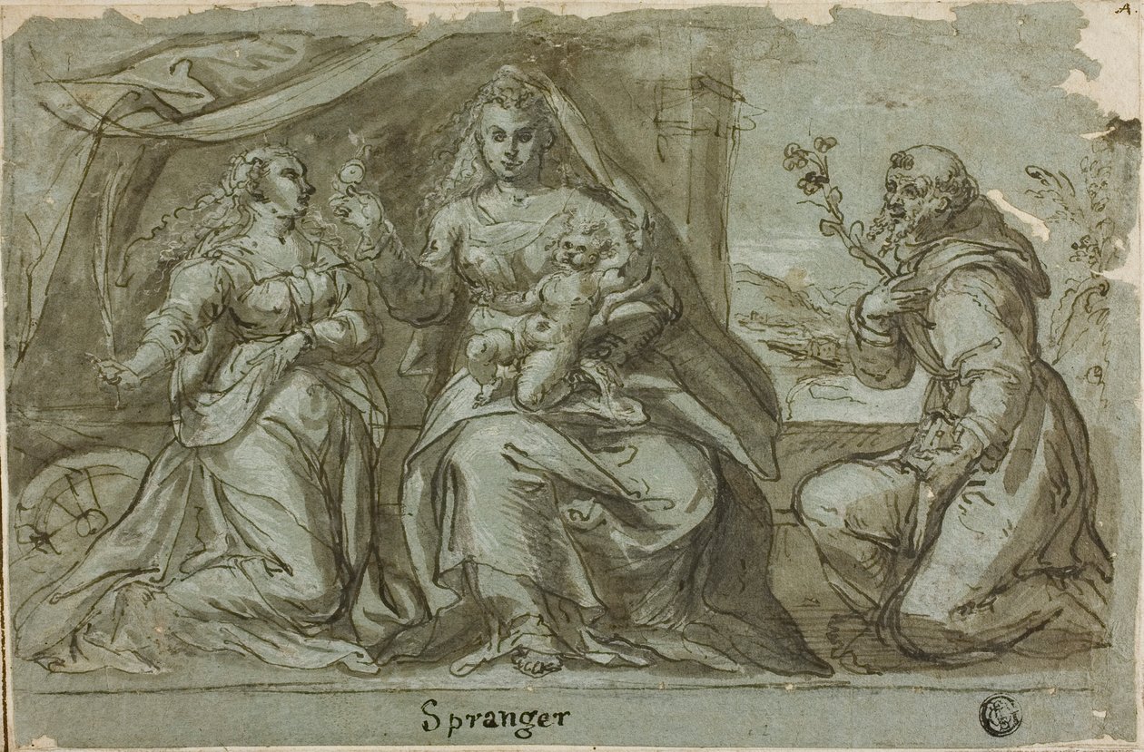 圣母子与圣人凯瑟琳和多米尼克 作者 Bartholomaeus Spranger