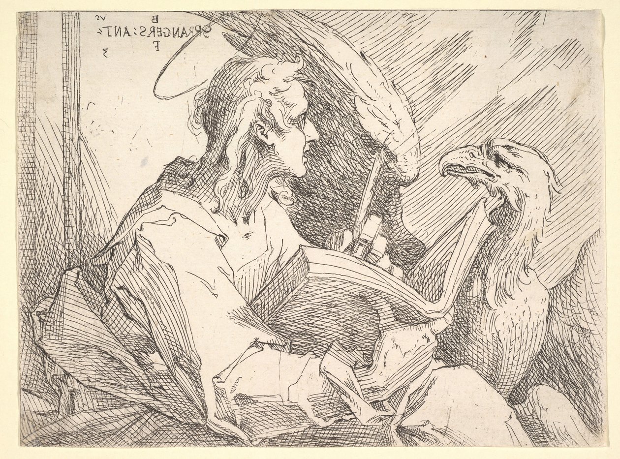 圣约翰福音传教士，约。 1596。 作者 Bartholomaeus Spranger