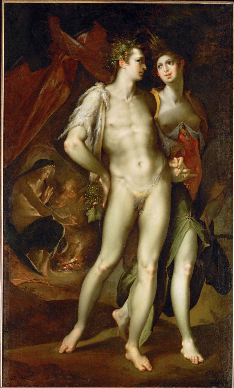 "Sine Cerere et Baccho friget Venus" 1590（布面油画） 作者 Bartholomaeus Spranger
