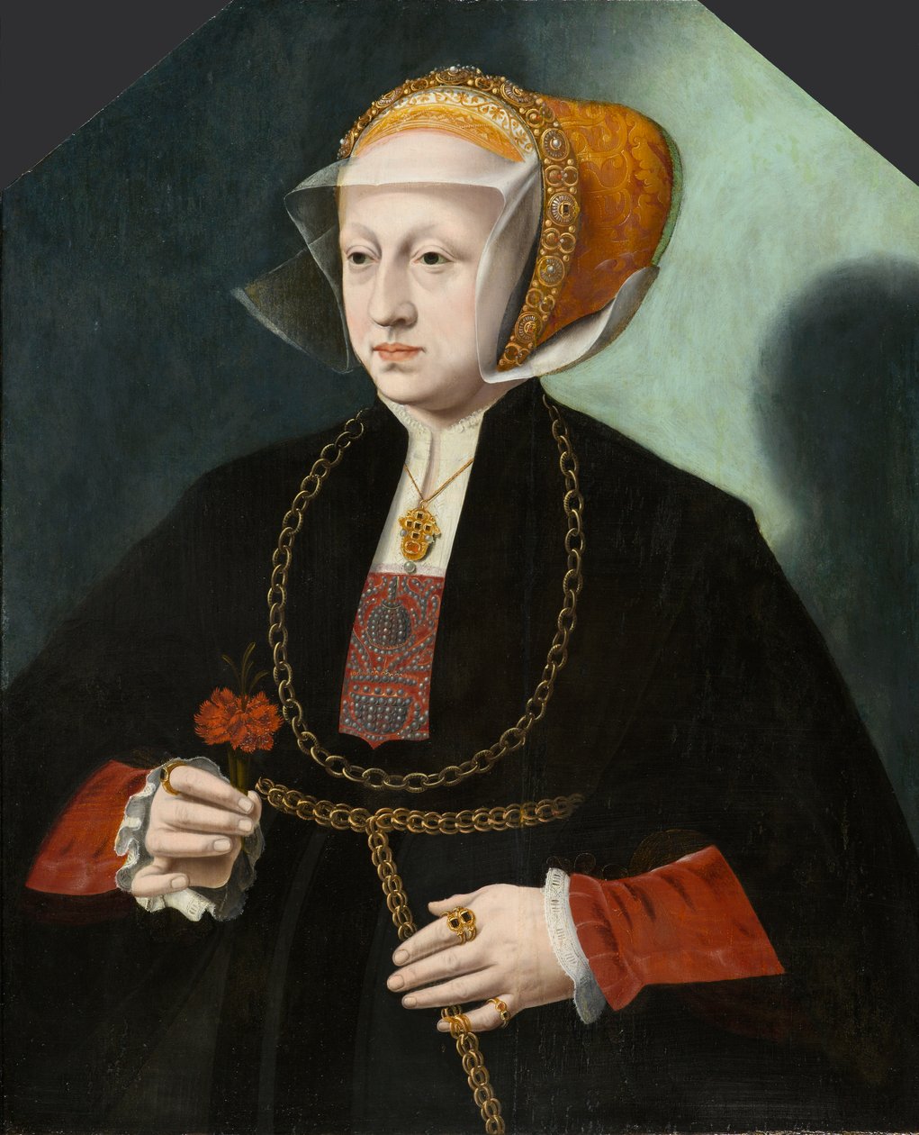 海因里希-克吕德纳的妻子肖像，约1580-1590年（板画油画）。 作者 Bartholomaus the Younger Bruyn