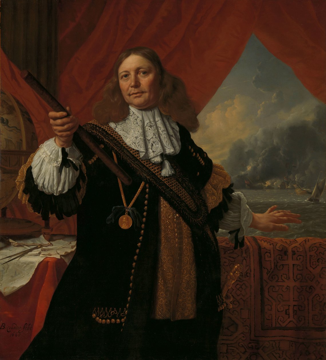 约翰-德-利夫德（Johan de Liefde，约 1619-73 年），海军中将 作者 巴特洛缪斯·范·德·赫尔斯特