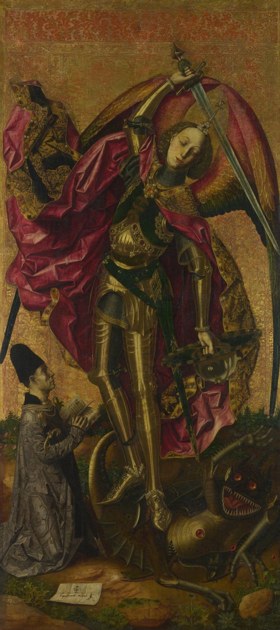 1468年，圣迈克尔凯旋在魔鬼上 作者 BartoloméBermejo