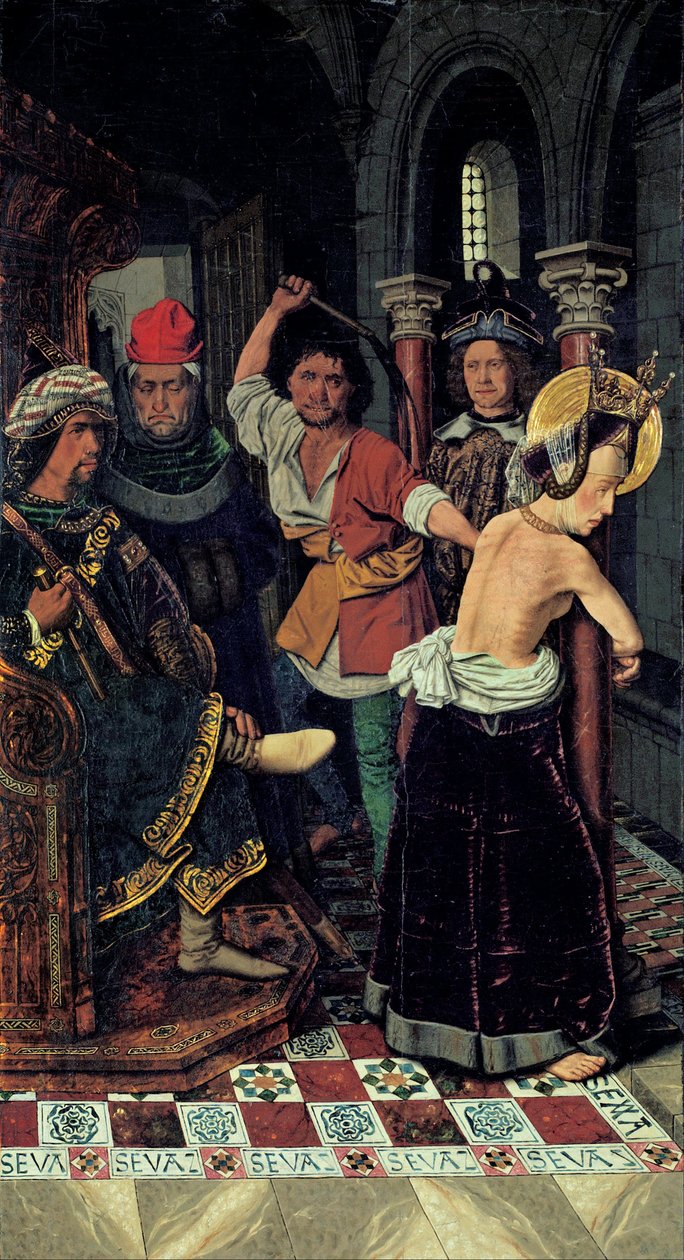 西班牙语：La flagellación de Santa Engracia 圣恩格拉西亚的鞭刑 作者 BartoloméBermejo