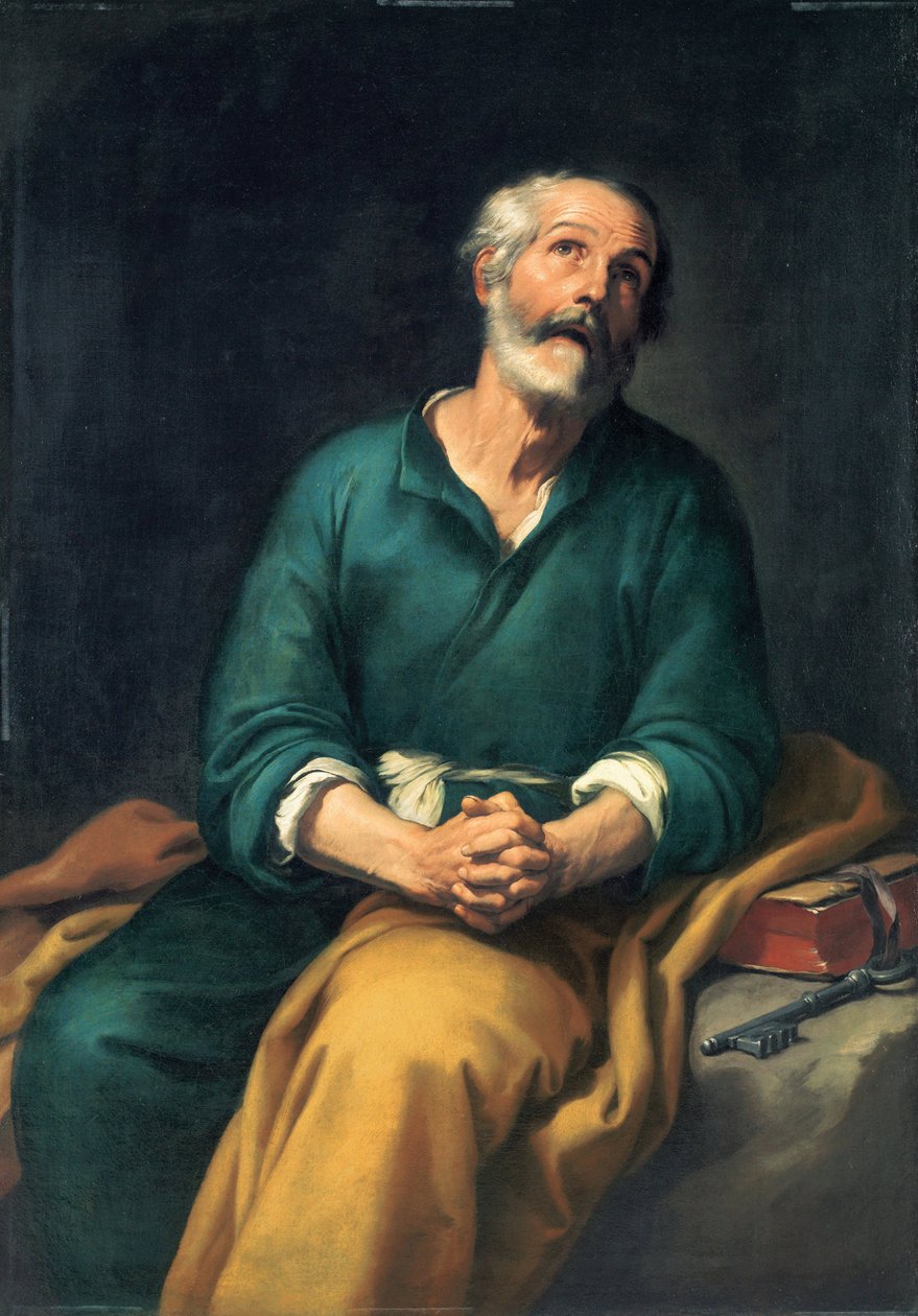 Les Larmes de Saint Pierre - Peinture de Bartolome Esteban Murillo (1617-1682) Saint Peter in Tears 布面油画，约 1655 年 毕尔巴鄂艺术博物馆 148x104 作者 巴斯托洛梅·埃斯特万·穆里略