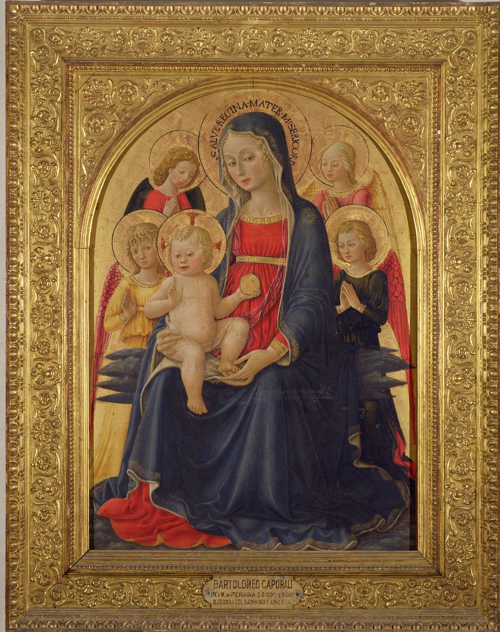 麦当娜和儿童与天使，c.1467 作者 Bartolomeo Caporali
