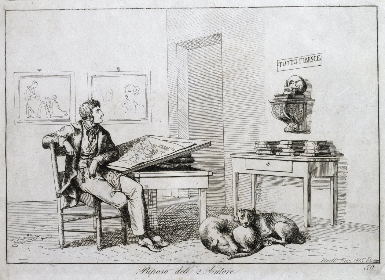 艺术家的休息，1815年 作者 Bartolomeo Pinelli