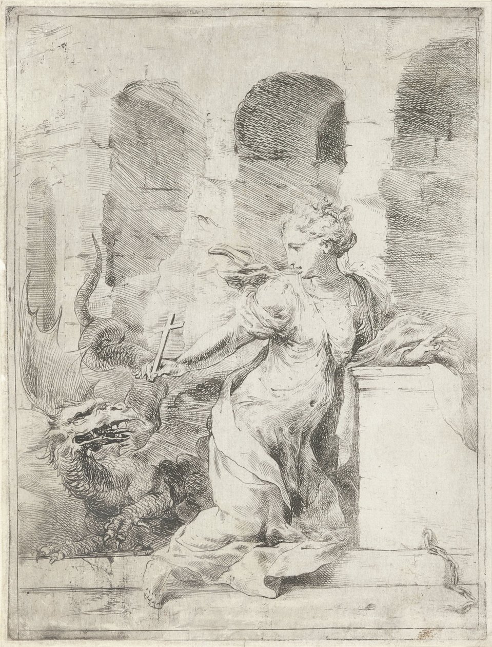 安提阿的玛格丽特不畏恶龙 作者 Bartolomeo Biscaino