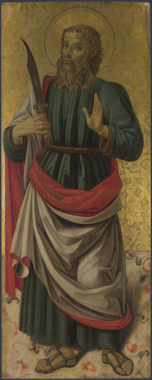 祭坛上的圣巴塞洛缪：圣母子与圣徒，约1475年 作者 Bartolomeo Caporali